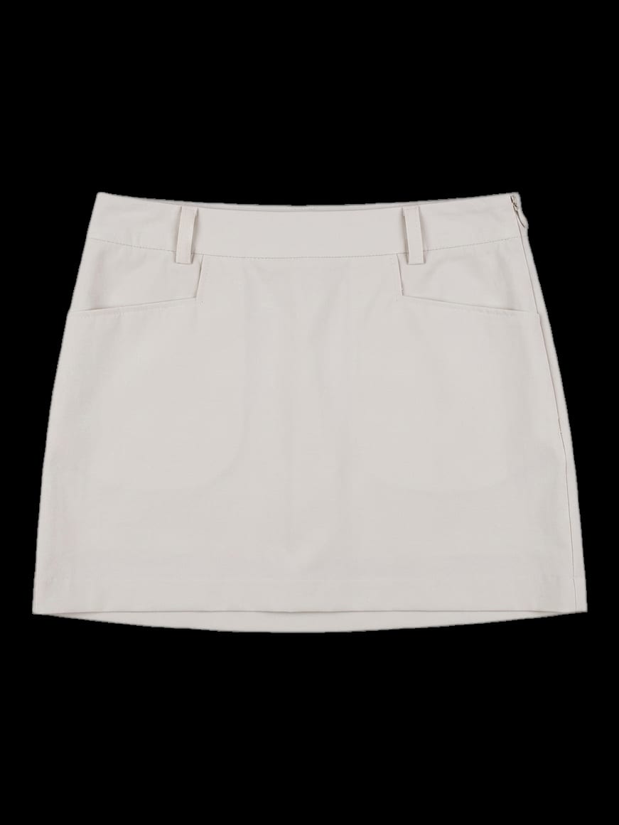 베이지 무지 H라인 미니 스커트