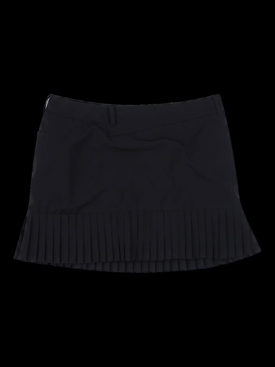 블랙 플리츠 헴 스커트