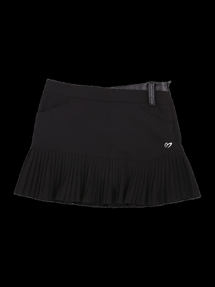 블랙 플리츠 믹스 미니 스커트
