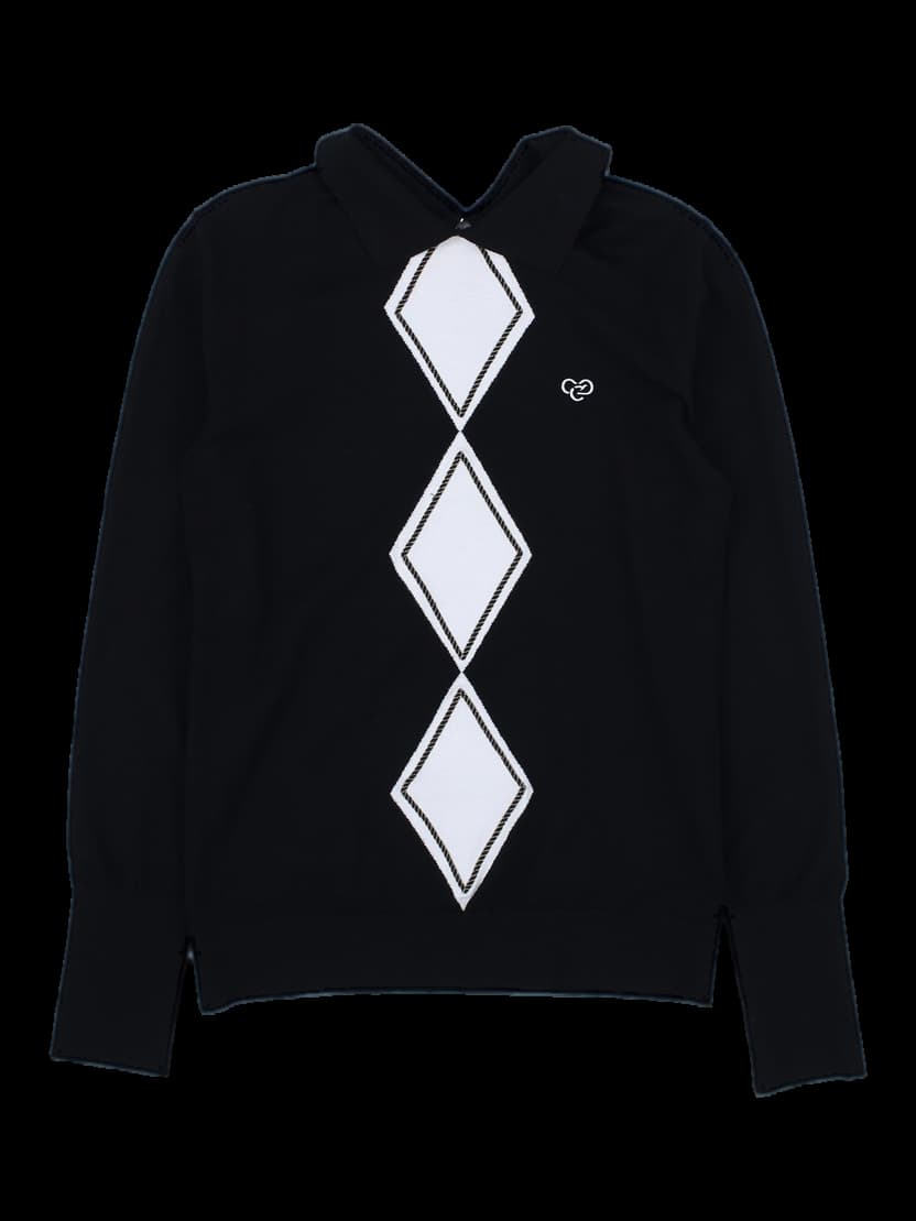 블랙 아가일 패턴 카라 니트