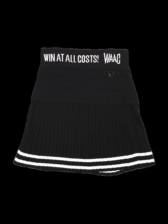 WAAC 블랙 레터링 플리츠 스커트