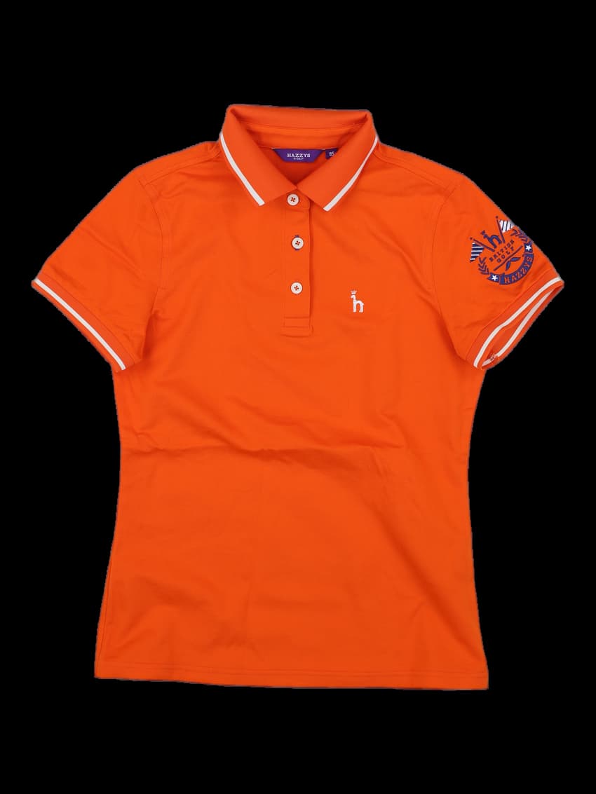 헤지스 골프 여성 오렌지 반팔 카라티