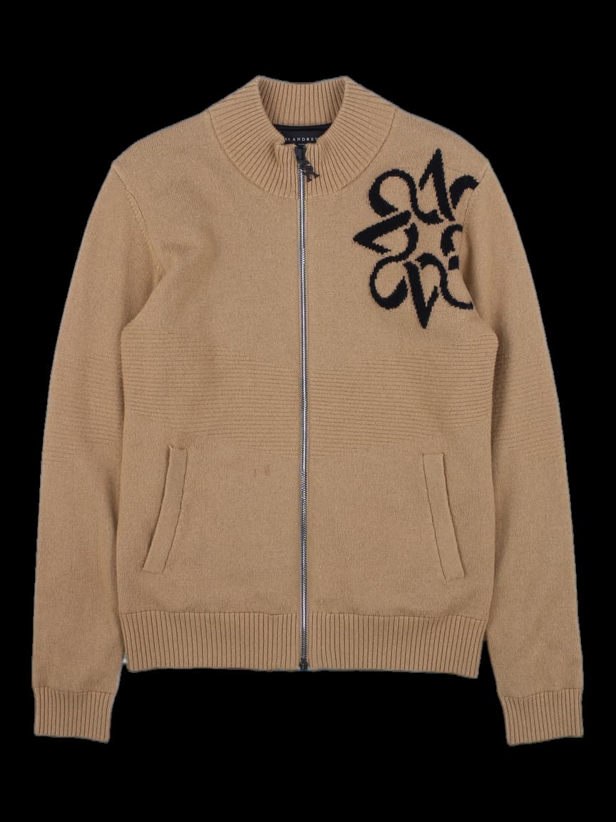 베이지 풀 집업 니트 자켓