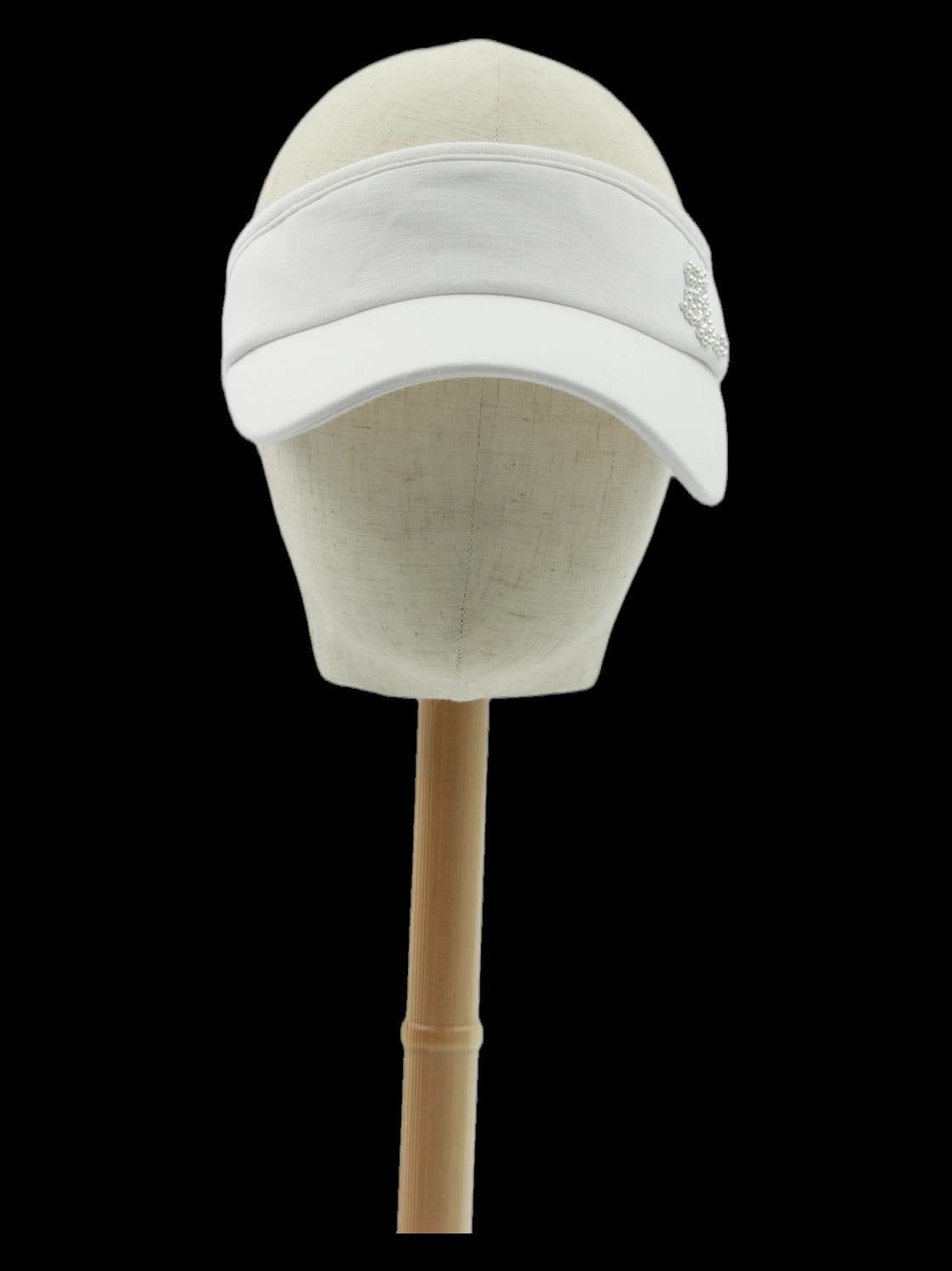 진주 장식 화이트 썬캡 바이저