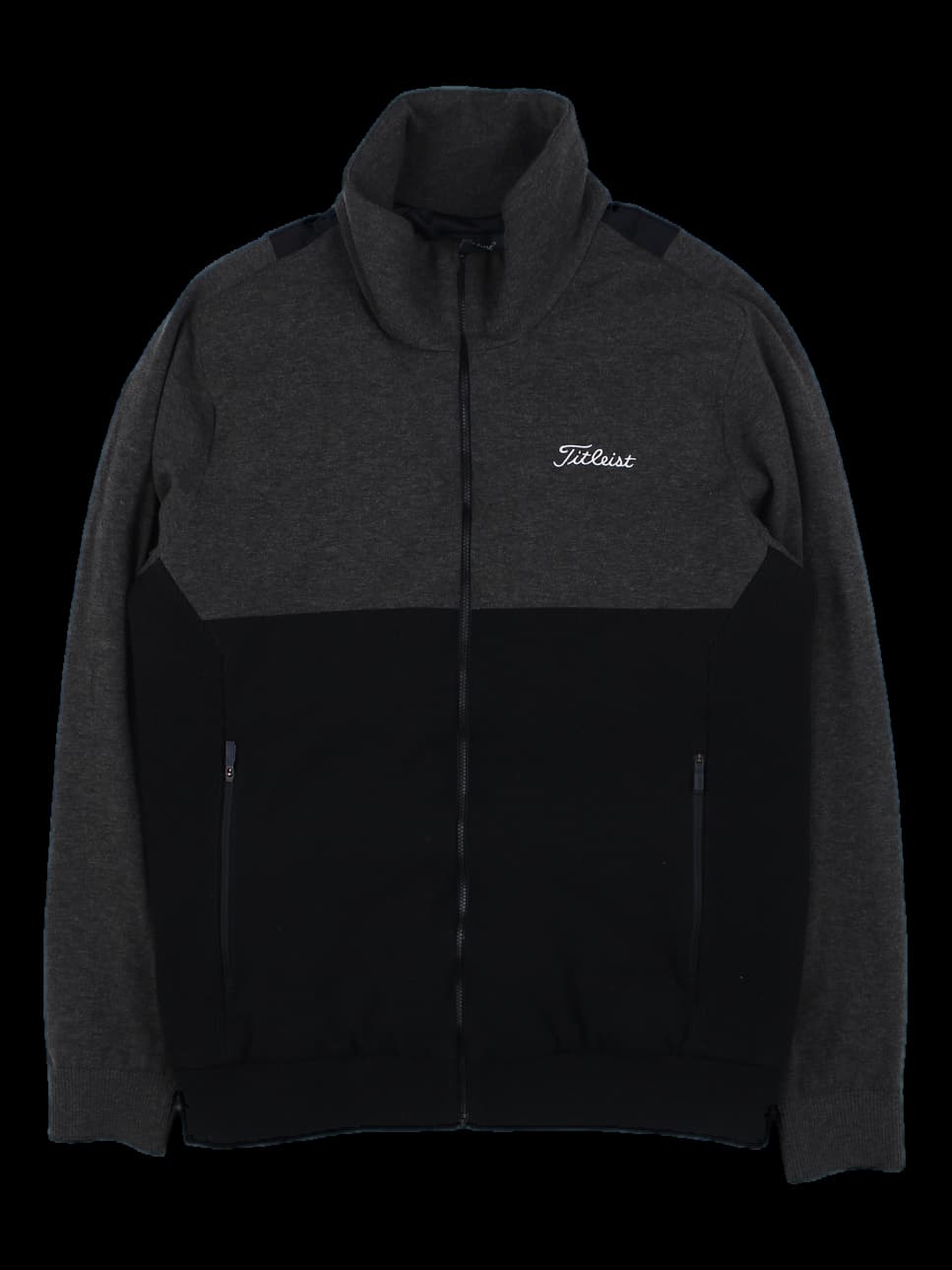 타이틀리스트 남성 배색 하이넥 집업 니트 자켓