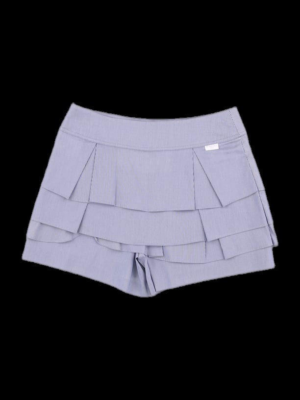 블루 세로 스트라이프 티어드 큐롯 팬츠