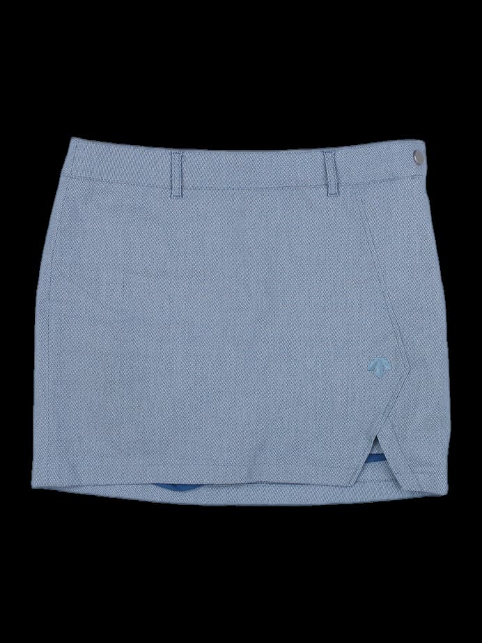 블루 마이크로 체크 패턴 미니 스커트