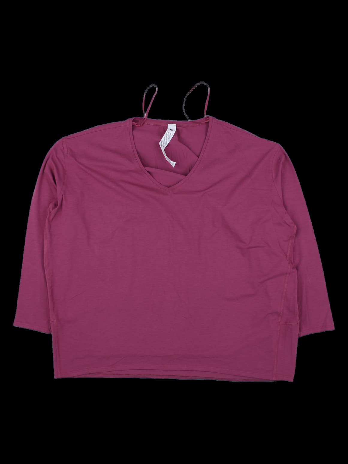 버건디 V넥 긴팔티