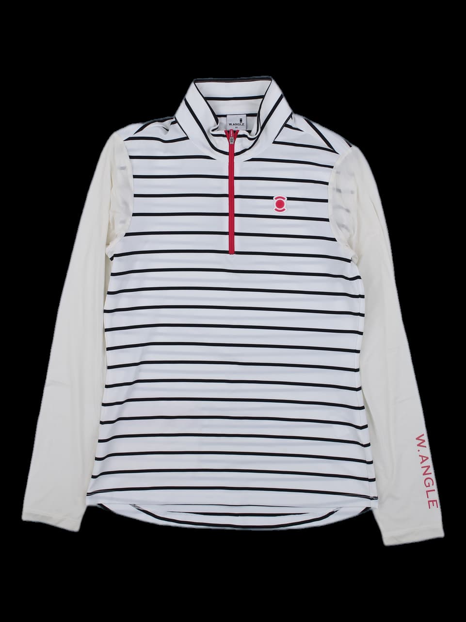 와이드앵글 여성 스트라이프 하프 집업 긴팔 티셔츠