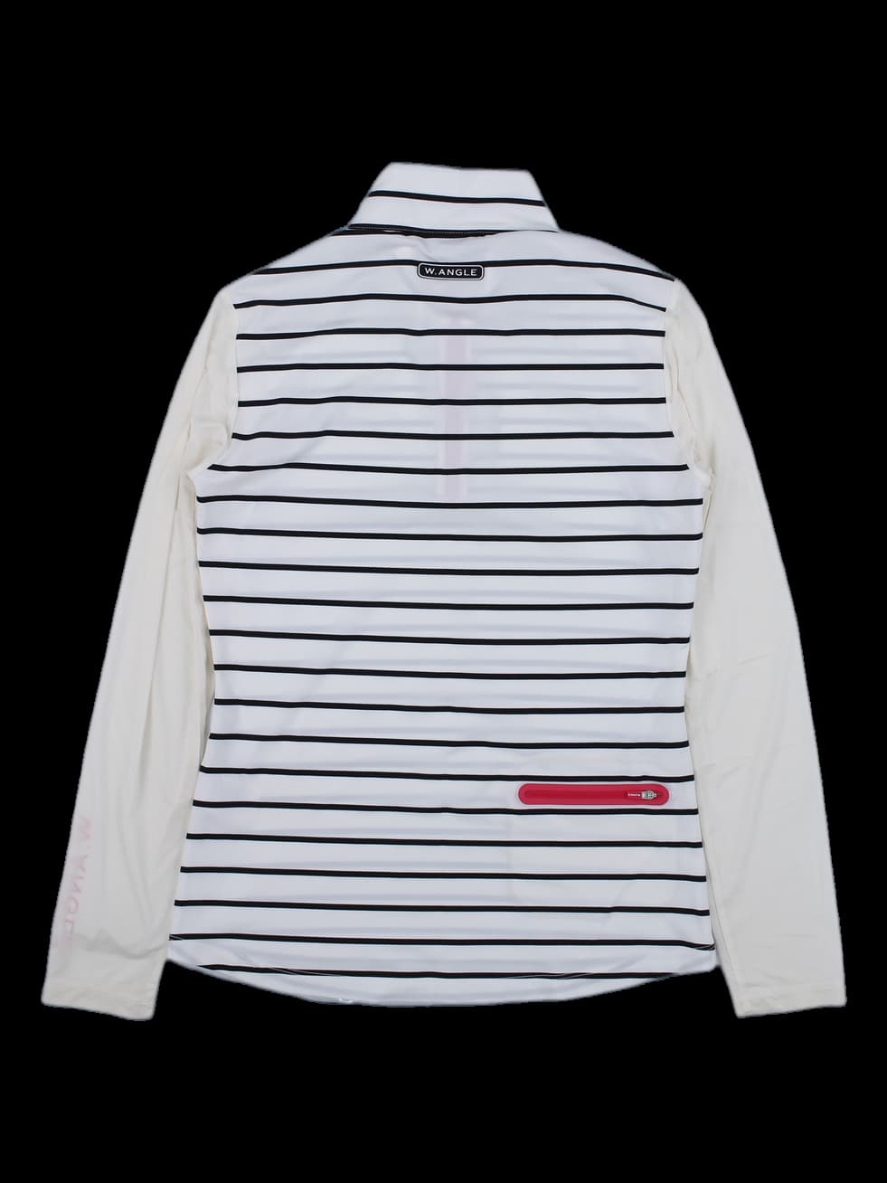 와이드앵글 여성 스트라이프 하프 집업 긴팔 티셔츠