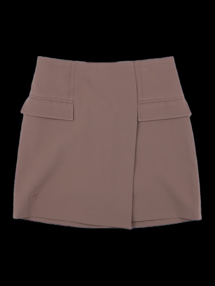 브라운 랩 미니 스커트