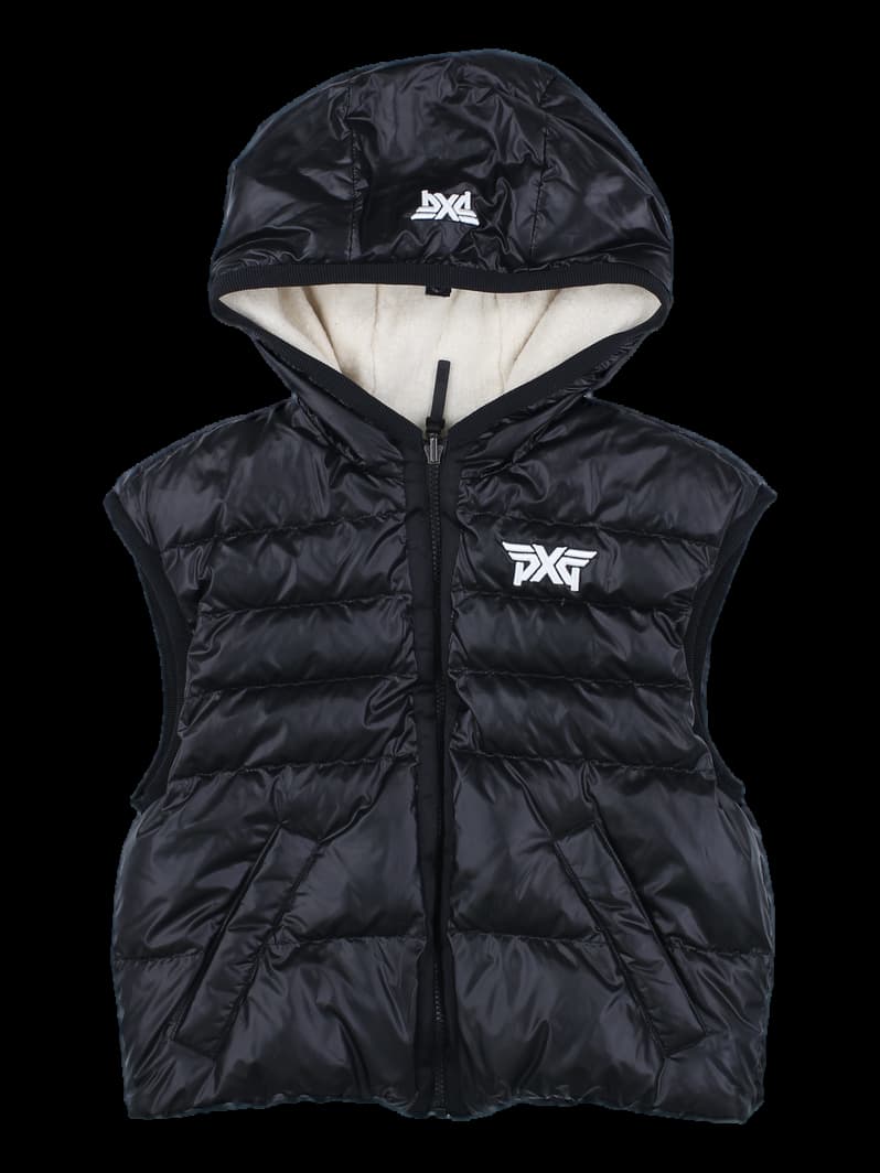 블랙 후드 경량 패딩 베스트