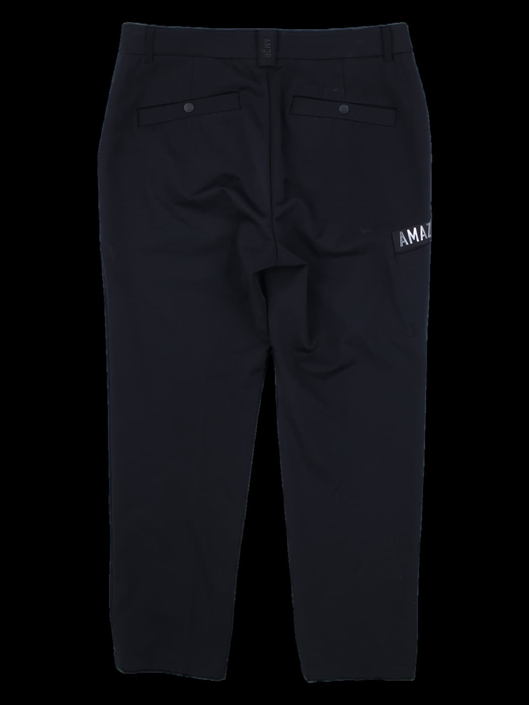 블랙 테이퍼드 로고 팬츠