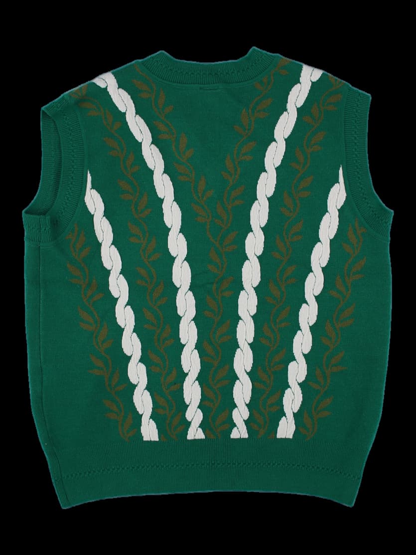 그린 아가일/케이블 패턴 니트 베스트