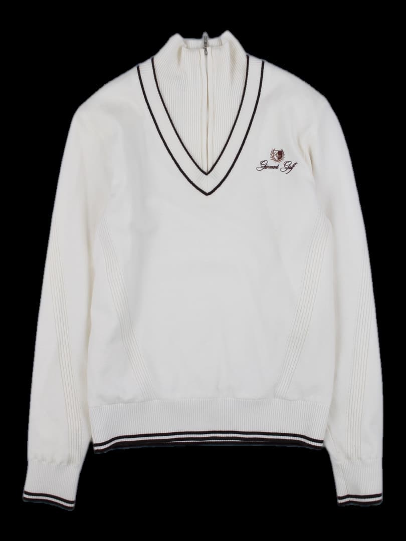 가먼트골프 배색 반집업 니트