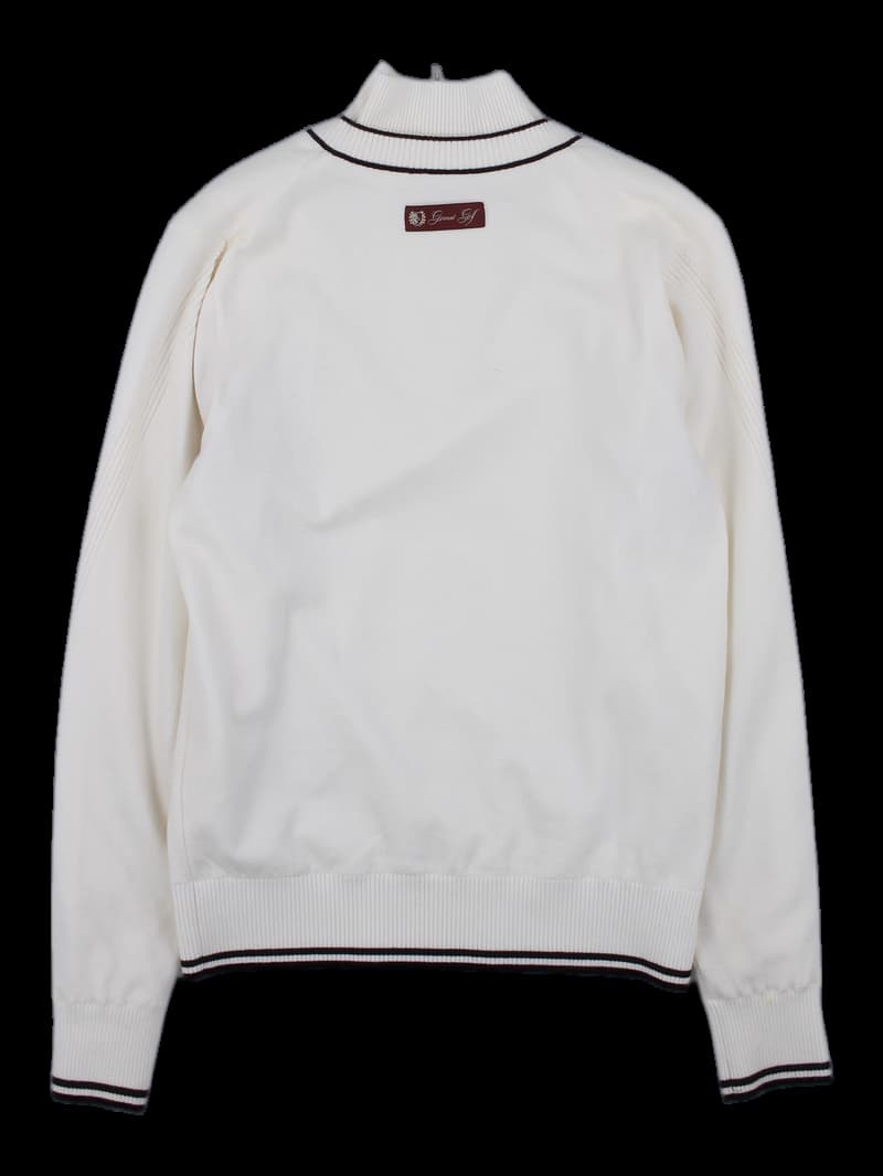 가먼트골프 배색 반집업 니트