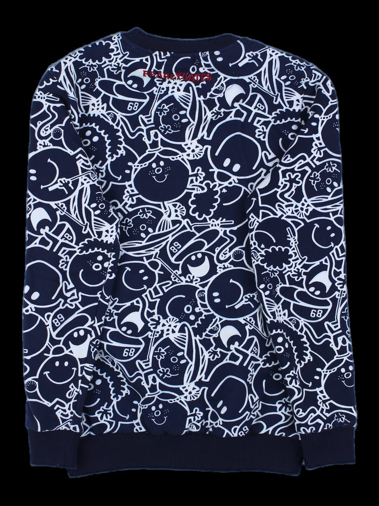 네이비 그래픽 올오버 프린트 맨투맨