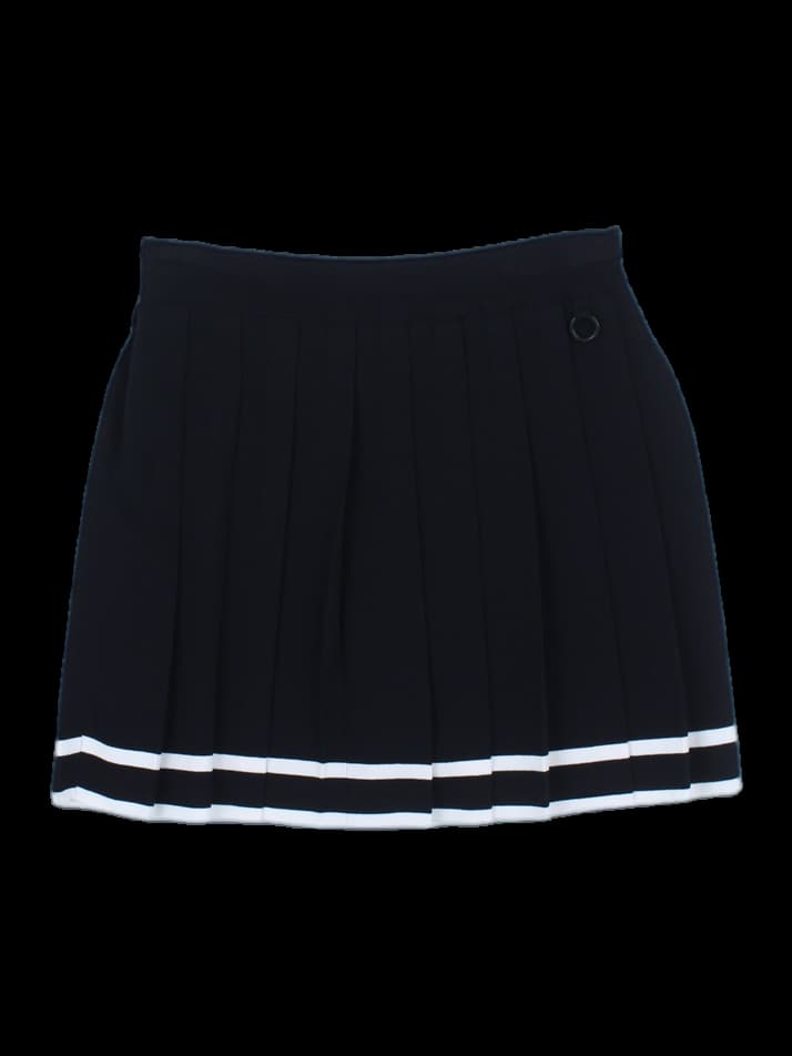 블랙 배색 플리츠 스커트