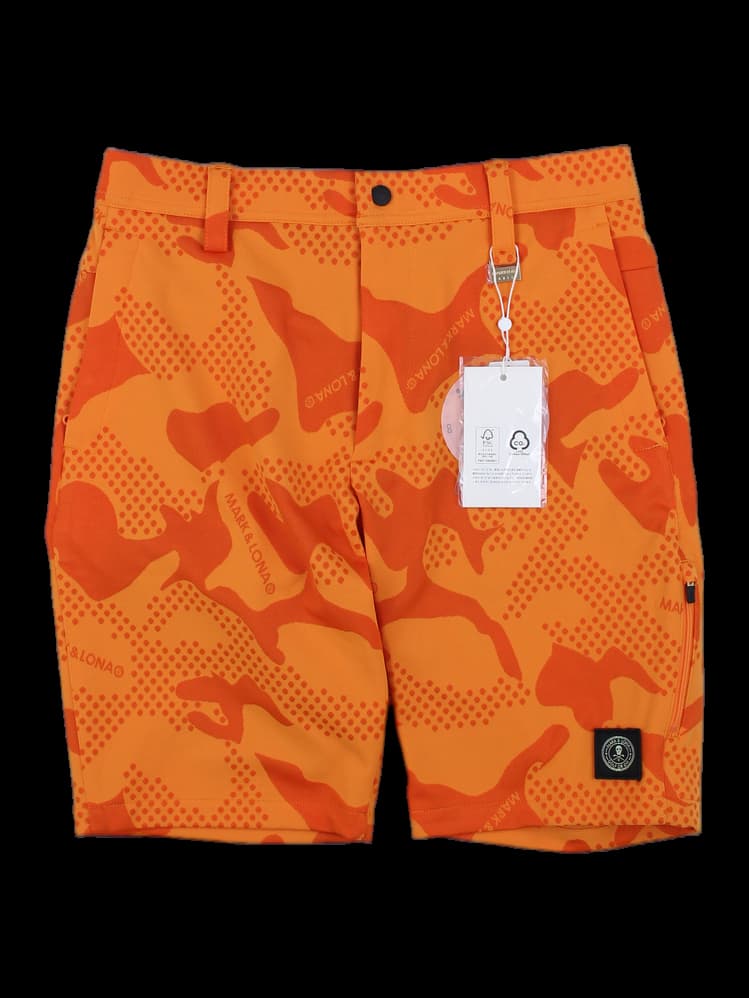 오렌지 카모플라주 골프 반바지