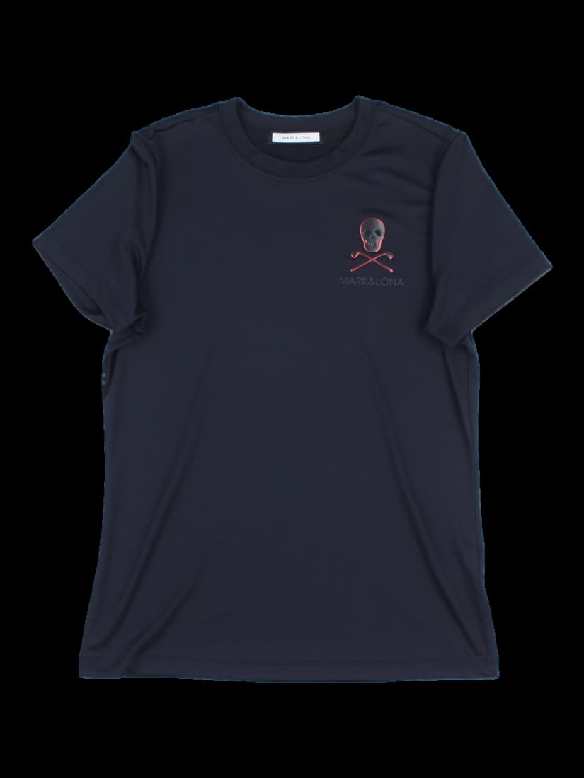 블랙 스컬 로고 프린트 반팔 티셔츠