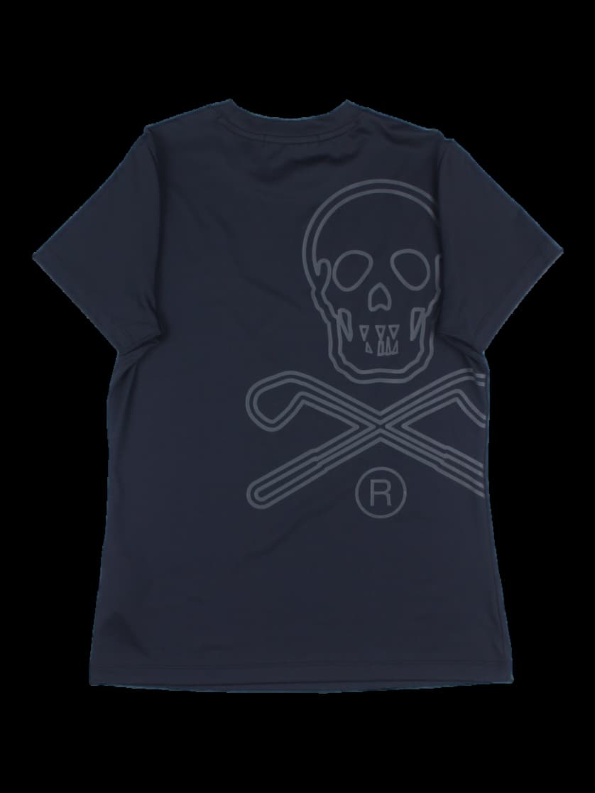 블랙 스컬 로고 프린트 반팔 티셔츠