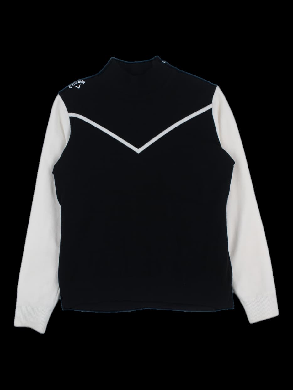 블랙 앤 화이트 브이 라인 니트