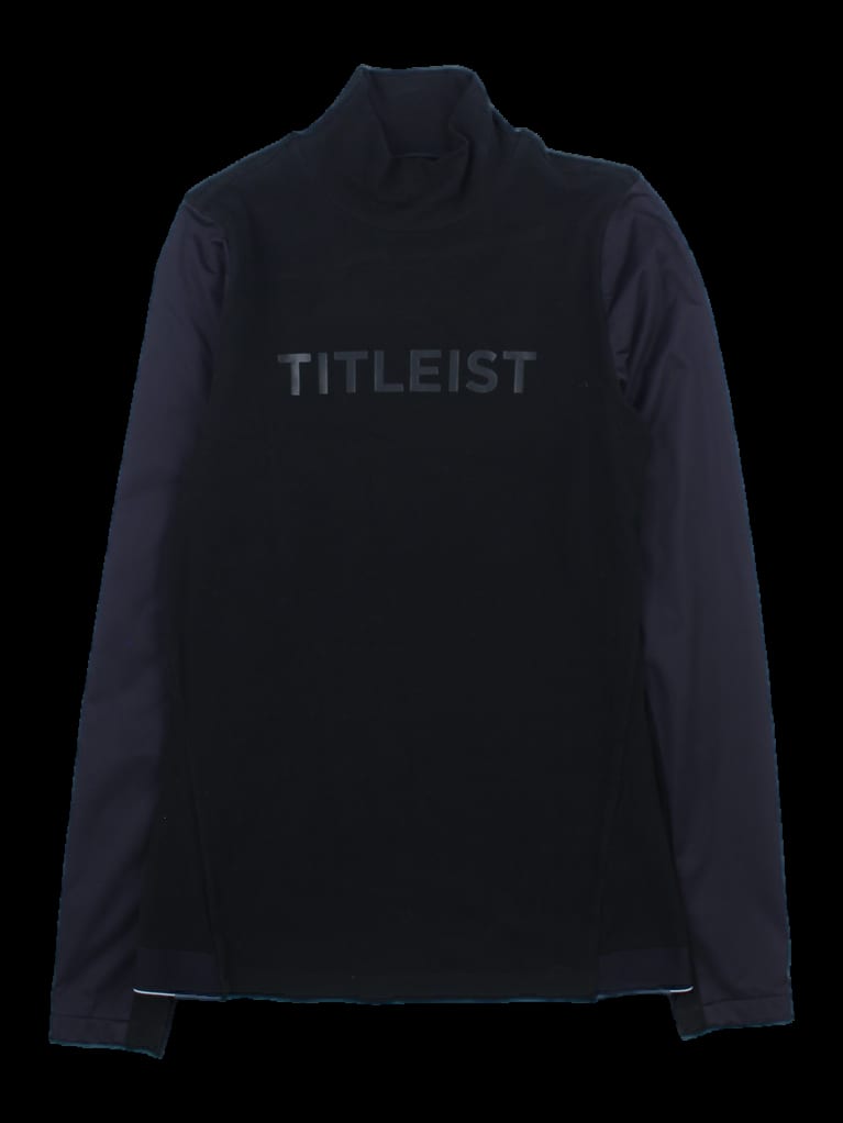 블랙 레터링 포인트 긴팔 터틀넥 티셔츠