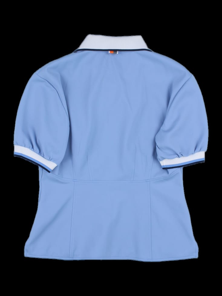 블루 하프 집업 반팔 카라티