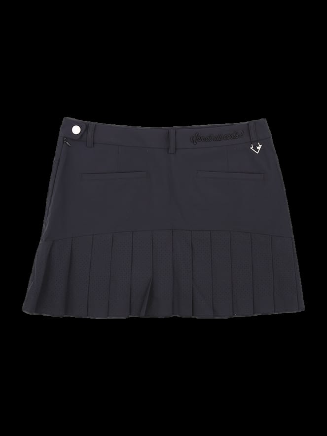 블랙 펀칭 플리츠 믹스 스커트