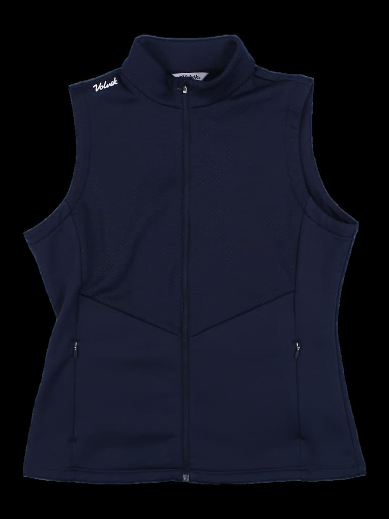 네이비 하이넥 지퍼 베스트