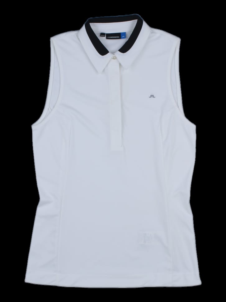 화이트 블랙 배색 sleeveless 카라 티셔츠