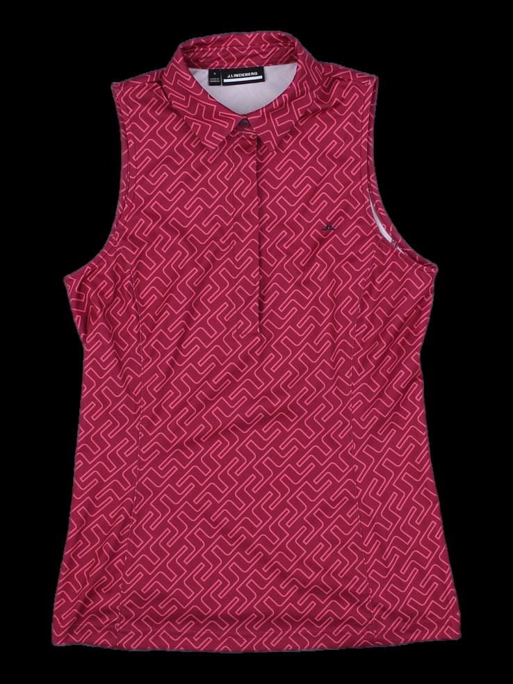 제이린드버그 여성 패턴 민소매 카라티 버건디