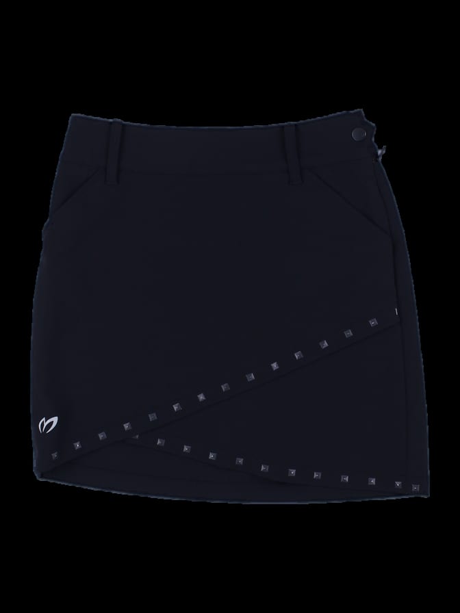 블랙 스터드 디테일 랩 스커트