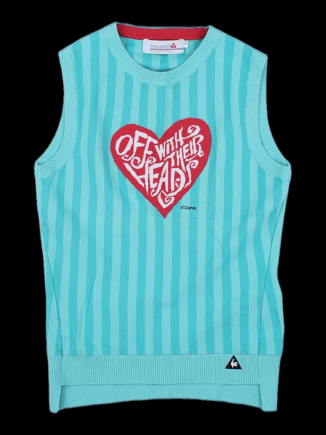 민트 스트라이프 하트 니트 베스트