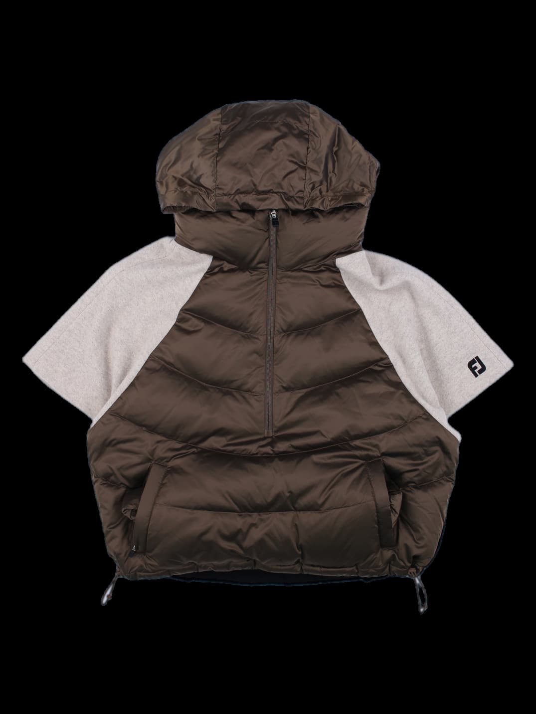 브라운 & 베이지 배색 경량 하프 지퍼 푸퍼 재킷