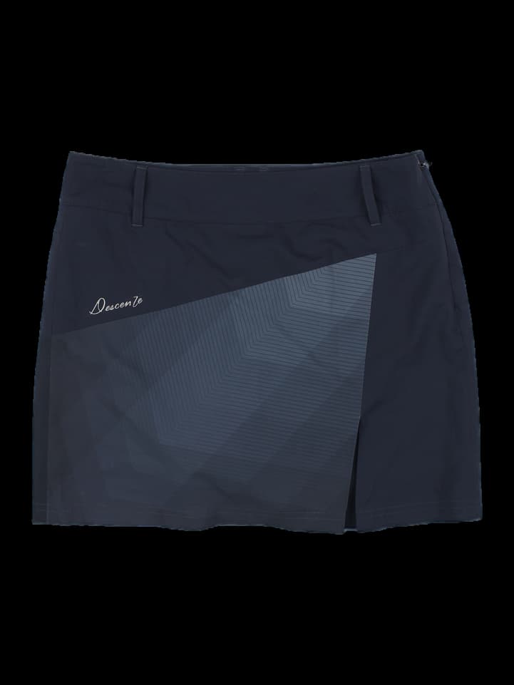 데상트 블랙 비대칭 배색 골프 스커트