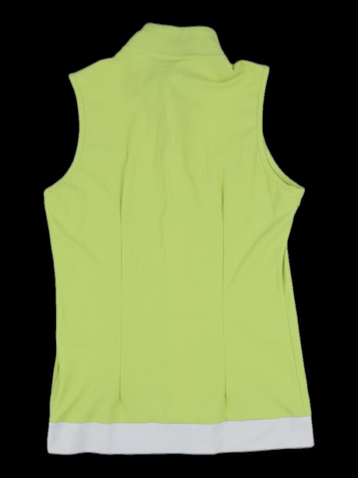 데상트 라임그린 배색 하이넥 베스트