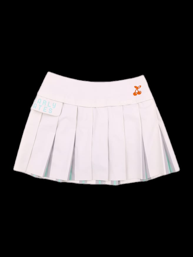 화이트 플리츠 미니 스커트