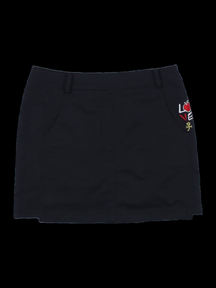 블랙 자수 미니 스커트