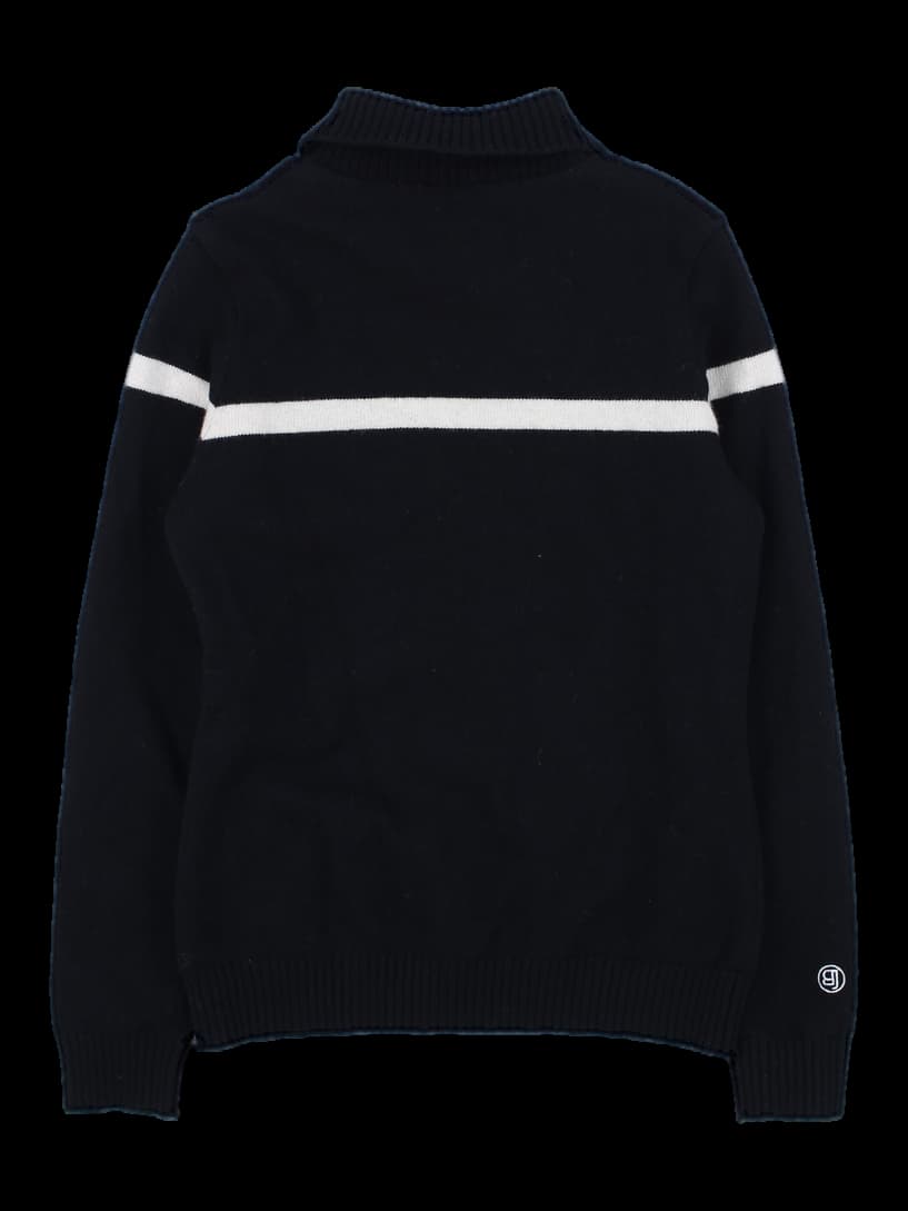 블랙 배색 롱슬리브 카라 니트