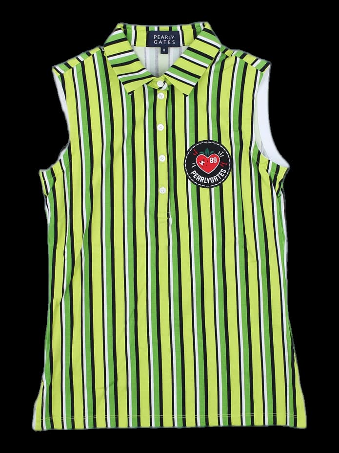 그린 스트라이프 민소매 카라티