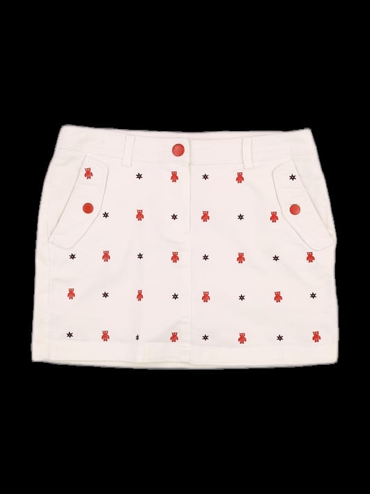 아이보리 캐릭터 자수 미니 스커트
