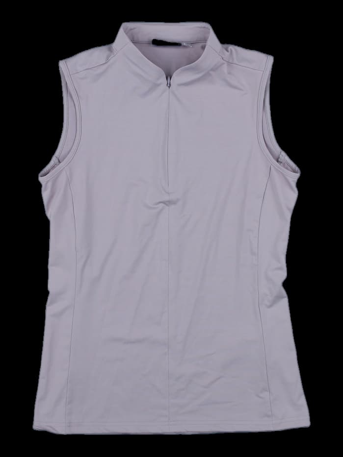 여성 하이넥 반집업 민소매 티셔츠