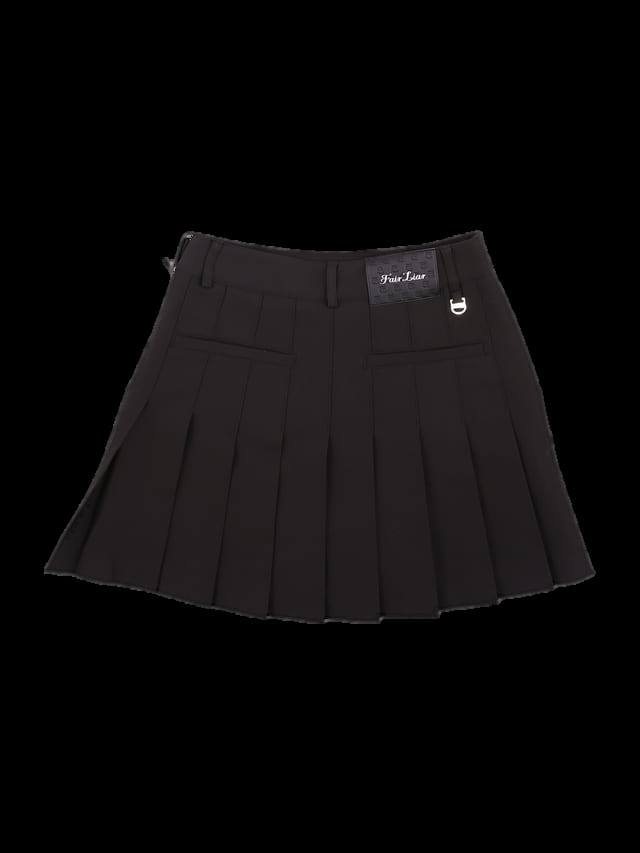 블랙 플리츠 미니 스커트