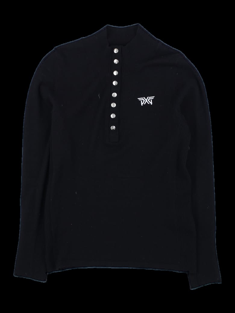 블랙 반하이넥 골프 니트