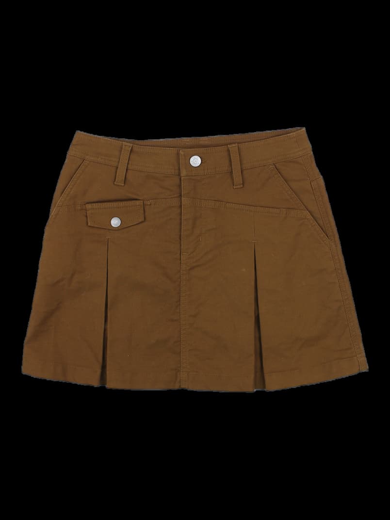 브라운 플리츠 미니 스커트