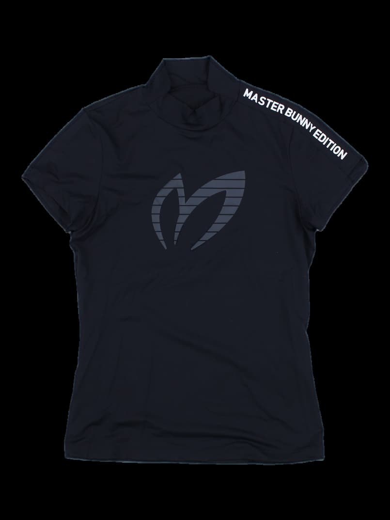 블랙 반팔 하이넥 골프웨어 티셔츠