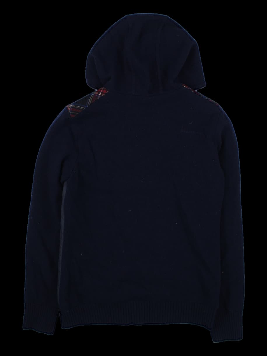 네이비 후드 집업 니트 점퍼