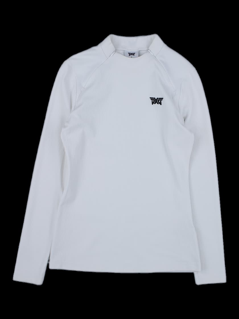 PXG 여성용 골프 리브 하이넥 롱슬리브 티셔츠 (화이트)
