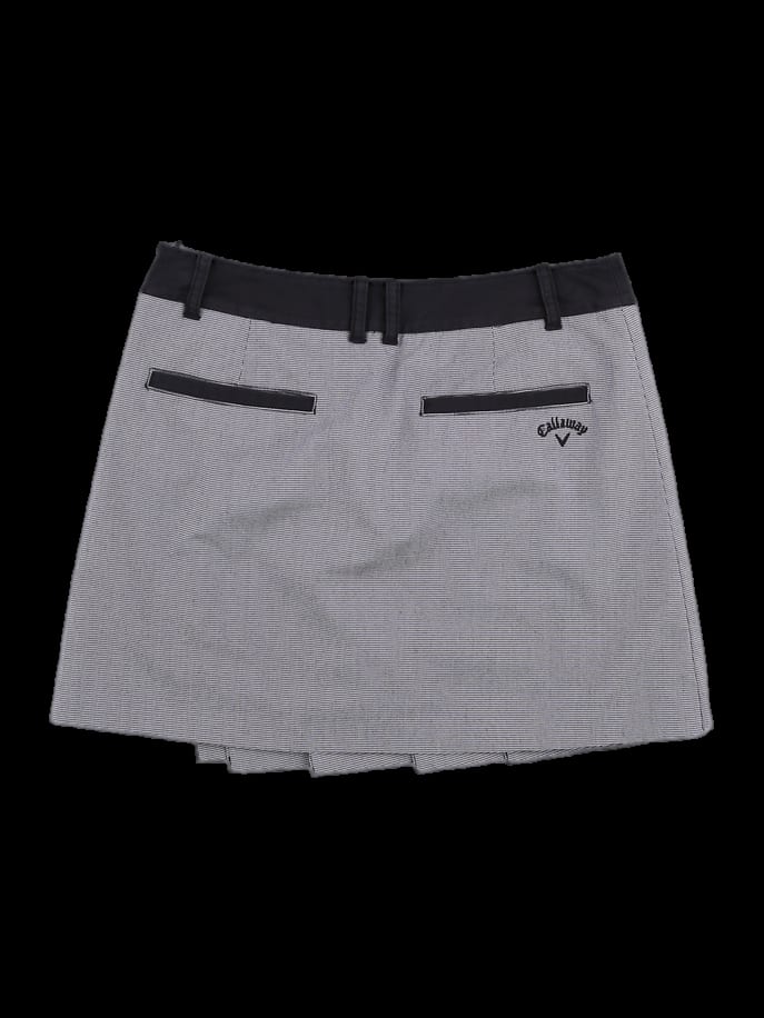 블랙 앤 화이트 체크 플리츠 랩 스커트